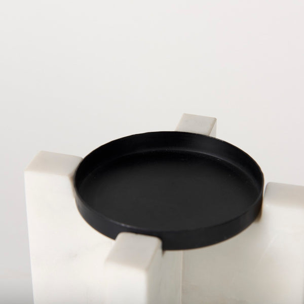 Mercana Sophia Medium Marble Candle Holder - Elegant Accent for Centerpieces and Home Décor Display White Marble | 8H 69218