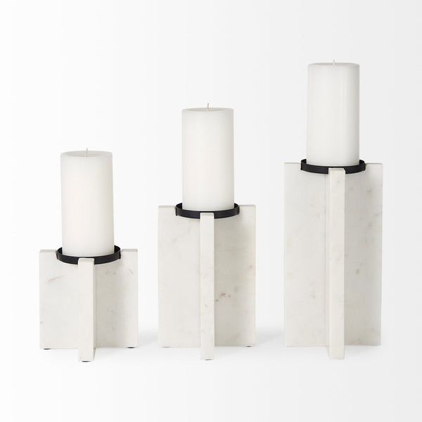 Mercana Sophia Medium Marble Candle Holder - Elegant Accent for Centerpieces and Home Décor Display White Marble | 11H 69219