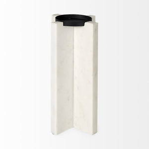 Mercana Sophia Medium Marble Candle Holder - Elegant Accent for Centerpieces and Home Décor Display White Marble | 11H 69219