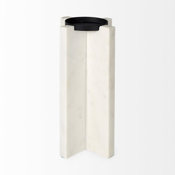 Mercana Sophia Medium Marble Candle Holder - Elegant Accent for Centerpieces and Home Décor Display White Marble | 11H 69219