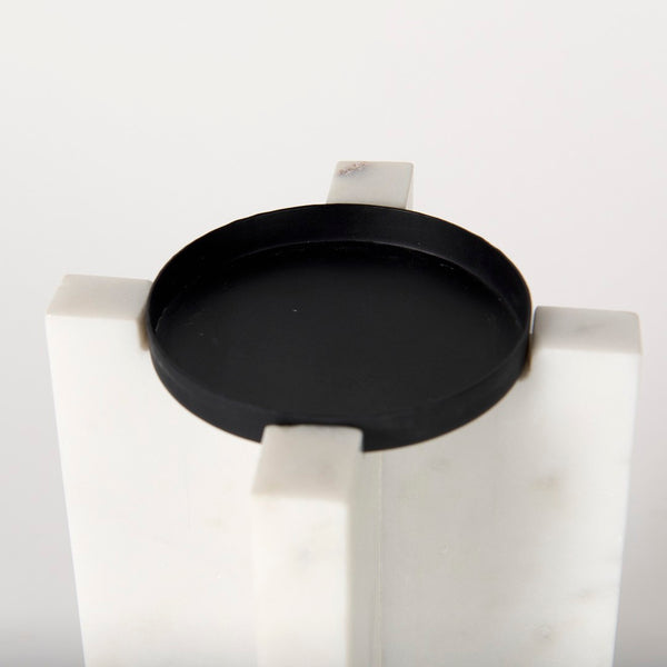 Mercana Sophia Medium Marble Candle Holder - Elegant Accent for Centerpieces and Home Décor Display White Marble | 11H 69219