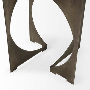 Mercana Reinhold Round Live-Edge Marble Top Side Table with Antique Gold Base for Luxe Home Décor Elegance Black Marble | Nickel Iron 69264-AB