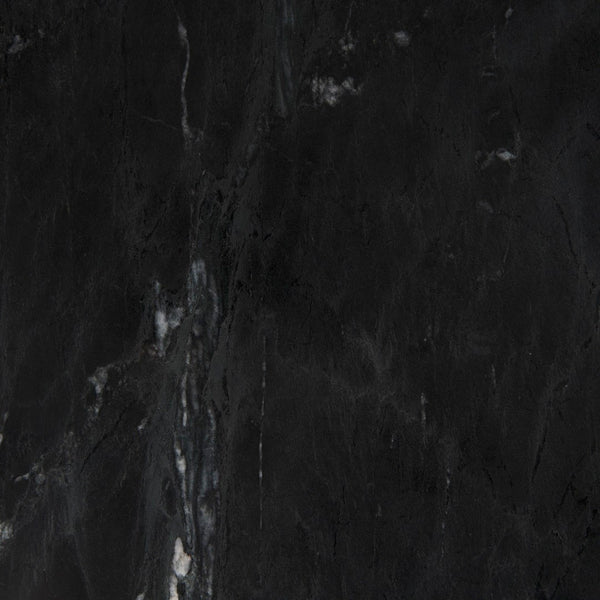 Mercana Reinhold Round Live-Edge Marble Top Side Table with Antique Gold Base for Luxe Home Décor Elegance Black Marble | Nickel Iron 69264-AB