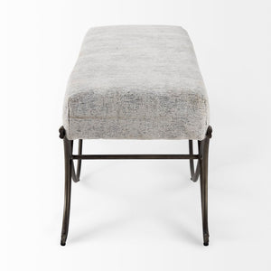 Mercana Ayla Elegant Upholstered Bench with Soft Fabric Seat and Timeless Metal Frame for Stylish Entryways Dark Gray Fabric | Nickel Metal 69370
