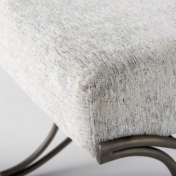 Mercana Ayla Elegant Upholstered Bench with Soft Fabric Seat and Timeless Metal Frame for Stylish Entryways Dark Gray Fabric | Nickel Metal 69370