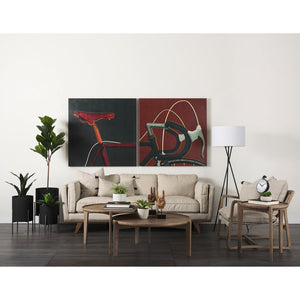 Mercana Brooks Three-Seater Sofa: Elegant Cream Upholstery with Sturdy Wood Legs for Cozy Living Spaces Cream Fabric | Brown Wood 69620