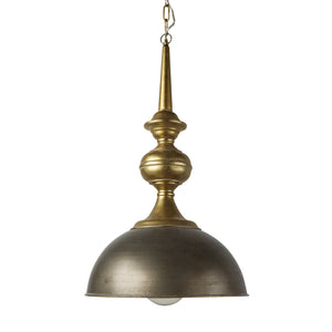 Mercana Capsa 17x29 Antique Gold and Silver Toned Metal Dome Pendant Light  65267