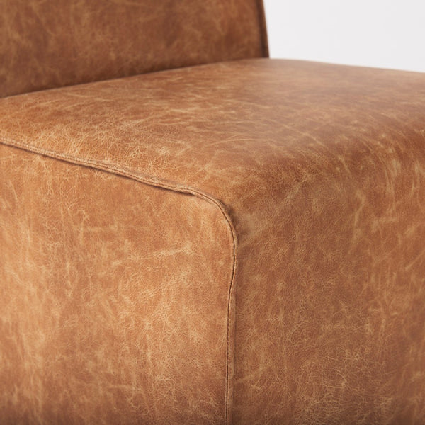 Mercana Damon Upholstered Dining Chair with Casters - Elegant Cream Fabric, Supportive Backrest & Mobility Brown Faux Leather 69614