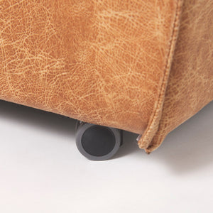 Mercana Damon Upholstered Dining Chair with Casters - Elegant Cream Fabric, Supportive Backrest & Mobility Brown Faux Leather 69614