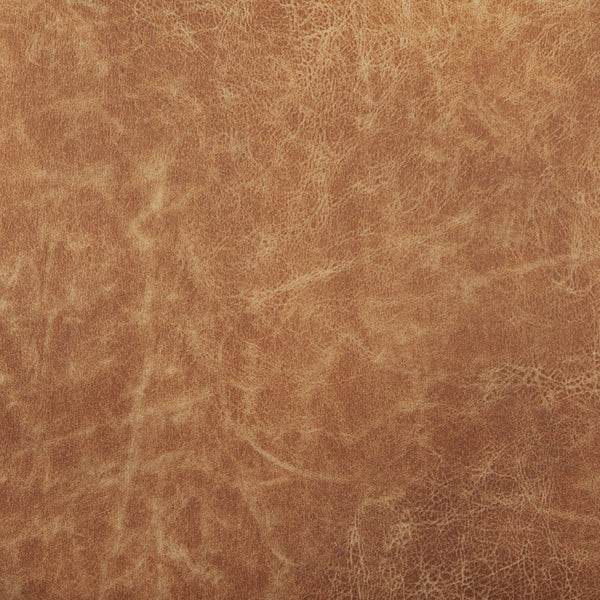 Mercana Damon Upholstered Dining Chair with Casters - Elegant Cream Fabric, Supportive Backrest & Mobility Brown Faux Leather 69614