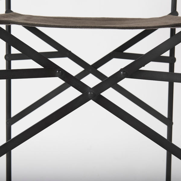 Mercana Direttore Modern Counter Stool with Foldable Metal Frame for Stylish Kitchen or Bar Seating Solution Brown/Gray Suede | Black Metal | Counter 69629