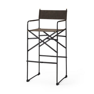 Mercana Direttore 19.3l X 19.3w X 44.1h Brown/Gray Suede W/ Metal Frame Bar Stool Brown,Gray Suede | Black Metal | Bar Metal 69630