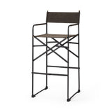 Direttore Bar Stool - Stylish Brown/Gray Suede with Foldable Metal Frame for Modern Spaces