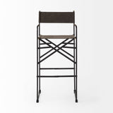 Mercana Direttore 19.3l X 19.3w X 44.1h Brown/Gray Suede W/ Metal Frame Bar Stool Brown,Gray Suede | Black Metal | Bar Metal 69630