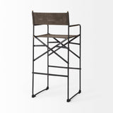 Mercana Direttore 19.3l X 19.3w X 44.1h Brown/Gray Suede W/ Metal Frame Bar Stool Brown,Gray Suede | Black Metal | Bar Metal 69630