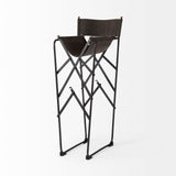 Mercana Direttore 19.3l X 19.3w X 44.1h Brown/Gray Suede W/ Metal Frame Bar Stool Brown,Gray Suede | Black Metal | Bar Metal 69630