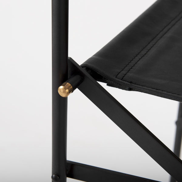 Mercana Direttore Elegant Director's Chair-Inspired Stool with Sturdy Metal Frame for Modern Living Spaces Black Leather | Black Iron | Counter 69631