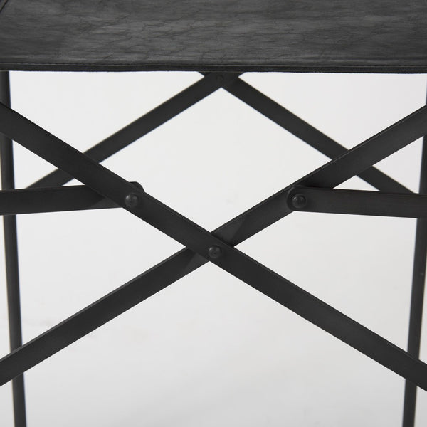 Mercana Direttore Elegant Director's Chair-Inspired Stool with Sturdy Metal Frame for Modern Living Spaces Black Leather | Black Iron | Counter 69631