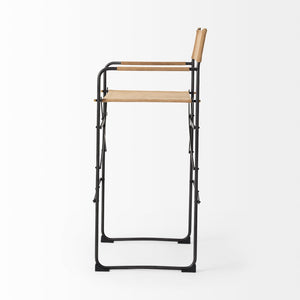 Mercana Direttore Elegant Director's Chair-Inspired Stool with Sturdy Metal Frame for Modern Living Spaces Brown Leather | Black Iron | Bar 69634