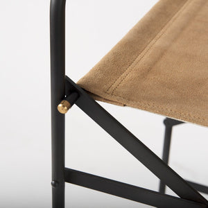 Mercana Direttore Elegant Director's Chair-Inspired Stool with Sturdy Metal Frame for Modern Living Spaces Brown Leather | Black Iron | Bar 69634