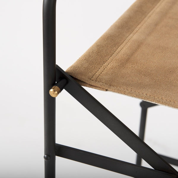 Mercana Direttore Elegant Director's Chair-Inspired Stool with Sturdy Metal Frame for Modern Living Spaces Brown Leather | Black Iron | Bar 69634