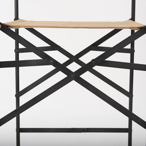 Mercana Direttore Elegant Director's Chair-Inspired Stool with Sturdy Metal Frame for Modern Living Spaces Brown Leather | Black Iron | Bar 69634