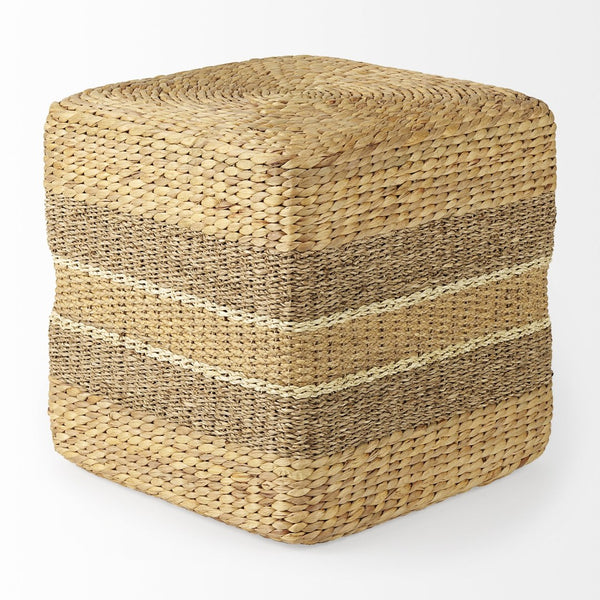 Mercana Maya Handcrafted Seagrass Pouf – Versatile Accent for Seating, Footrest, or Table in Warm Tones Brown Seagrass | Square 69576