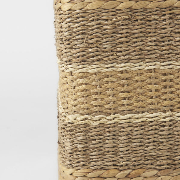 Mercana Maya Handcrafted Seagrass Pouf – Versatile Accent for Seating, Footrest, or Table in Warm Tones Brown Seagrass | Square 69576