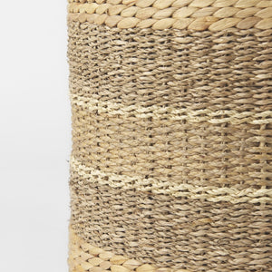 Mercana Maya Handcrafted Seagrass Pouf – Versatile Accent for Seating, Footrest, or Table in Warm Tones Brown Seagrass | Round | 18W 69577