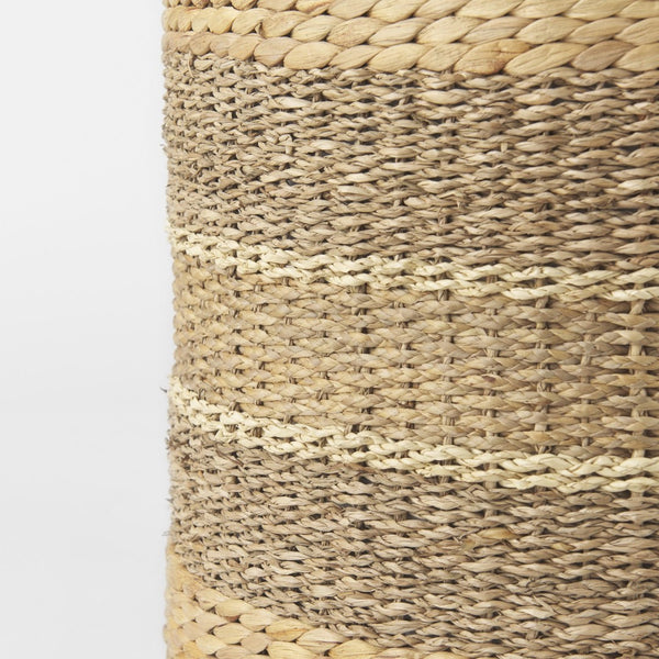 Mercana Maya Handcrafted Seagrass Pouf – Versatile Accent for Seating, Footrest, or Table in Warm Tones Brown Seagrass | Round | 18W 69577