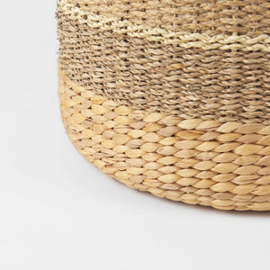 Mercana Maya Handcrafted Seagrass Pouf – Versatile Accent for Seating, Footrest, or Table in Warm Tones Brown Seagrass | Round | 18W 69577