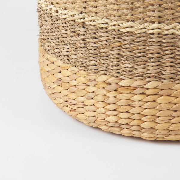 Mercana Maya Handcrafted Seagrass Pouf – Versatile Accent for Seating, Footrest, or Table in Warm Tones Brown Seagrass | Round | 18W 69577