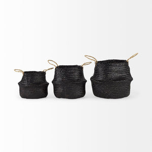 Mercana Ella Woven Storage Baskets with Light Brown Rope Handles - Coastal Charm for Home Organization 69581