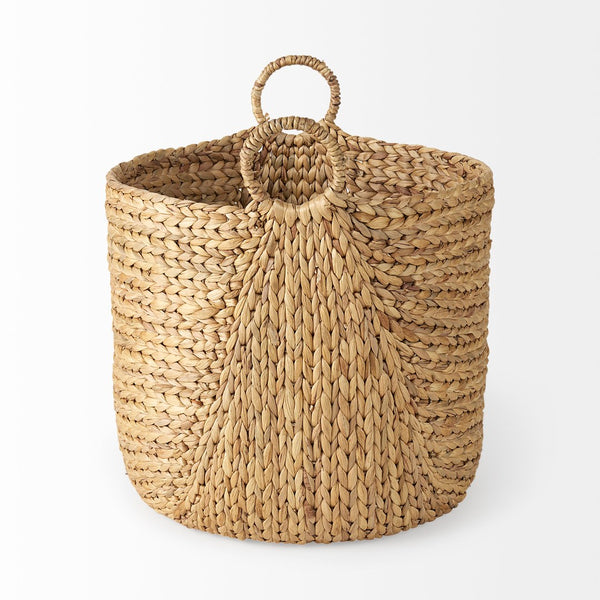 Mercana Sivan Woven Round Baskets with Handles - Natural Water Hyacinth Storage for Coastal Home Décor 69582