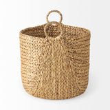 Mercana Sivan 19.7L x 19.7W x 23.6H (Set of 3) Light Brown Water Hyacinth Round Basket W/ Handles 69582