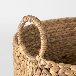 Mercana Sivan Woven Round Baskets with Handles - Natural Water Hyacinth Storage for Coastal Home Décor 69582