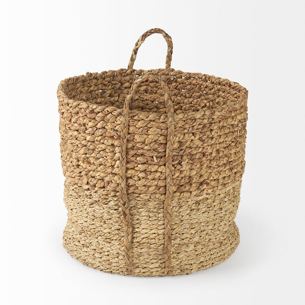 Mercana Morocco Handwoven Round Baskets - Natural Water Hyacinth with Handles for Stylish Storage Solutions 69584