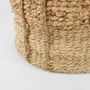 Mercana Morocco Handwoven Round Baskets - Natural Water Hyacinth with Handles for Stylish Storage Solutions 69584