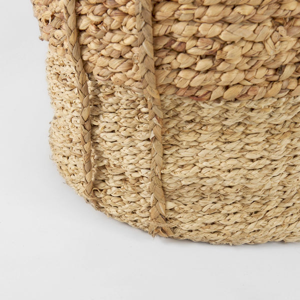 Mercana Morocco Handwoven Round Baskets - Natural Water Hyacinth with Handles for Stylish Storage Solutions 69584