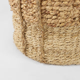 Mercana Morocco 15.7L x 15.7 (Set of 3) Brown Two Tone Water Hyacinth and Cornhusk Round Basket W/ Handles  69584