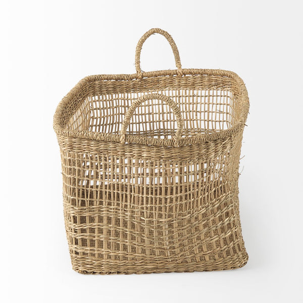 Mercana Bellisa Handwoven Rectangular Baskets for Stylish Storage - Natural Seagrass with Handles for All Spaces 69585