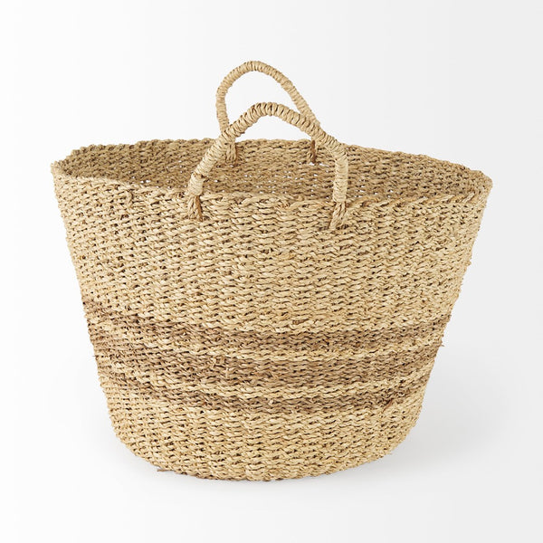 Mercana Vance Tropical-Inspired Round Baskets with Handles for Versatile Home Storage and Decor Solutions 69587