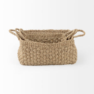 Mercana Emra Versatile Rectangular Baskets for Storage & Decor - Handwoven Seagrass for Any Room Style 69588