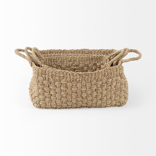 Mercana Emra Versatile Rectangular Baskets for Storage & Decor - Handwoven Seagrass for Any Room Style 69588