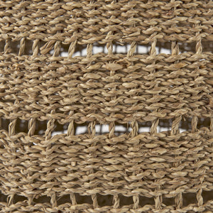 Mercana Hayes Medium Round Storage Baskets – Handwoven Seagrass with Cut-Out Stripe Design for Home Decor 69589