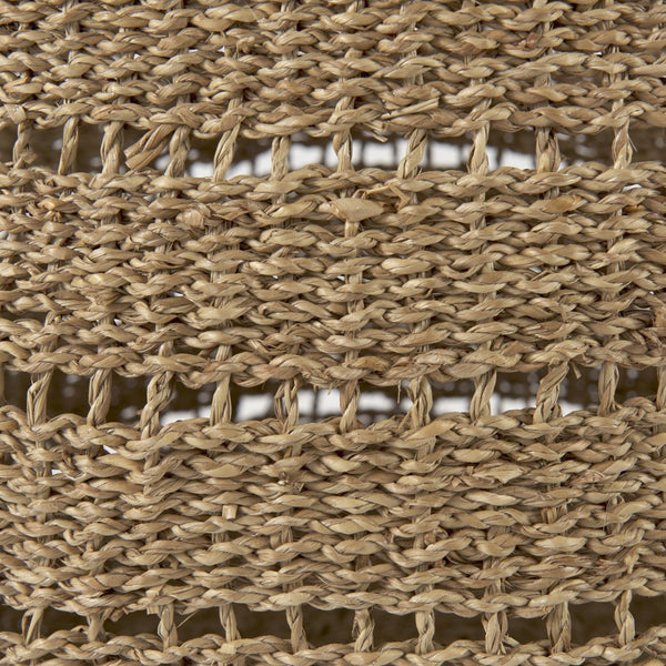 Mercana Hayes Medium Round Storage Baskets – Handwoven Seagrass with Cut-Out Stripe Design for Home Decor 69589