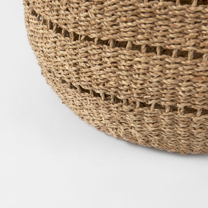 Mercana Hayes Medium Round Storage Baskets – Handwoven Seagrass with Cut-Out Stripe Design for Home Decor 69589