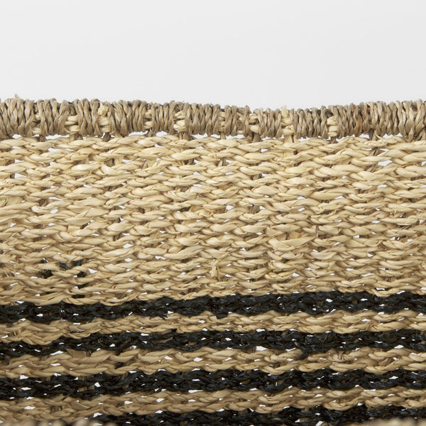 Mercana Emma Handwoven Seagrass Baskets with Bold Black Stripes for Stylish Storage and Coastal Charm 69590
