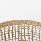 Mercana Nova 15.0L x 15.0W x 9.4H (Set of 2) Light Brown Seagrass Woven Round Basket W/ Long Handle  69592