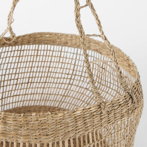 Mercana Nova Woven Round Baskets with Long Handles - Stylish Storage for Home Décor and Organization 69592
